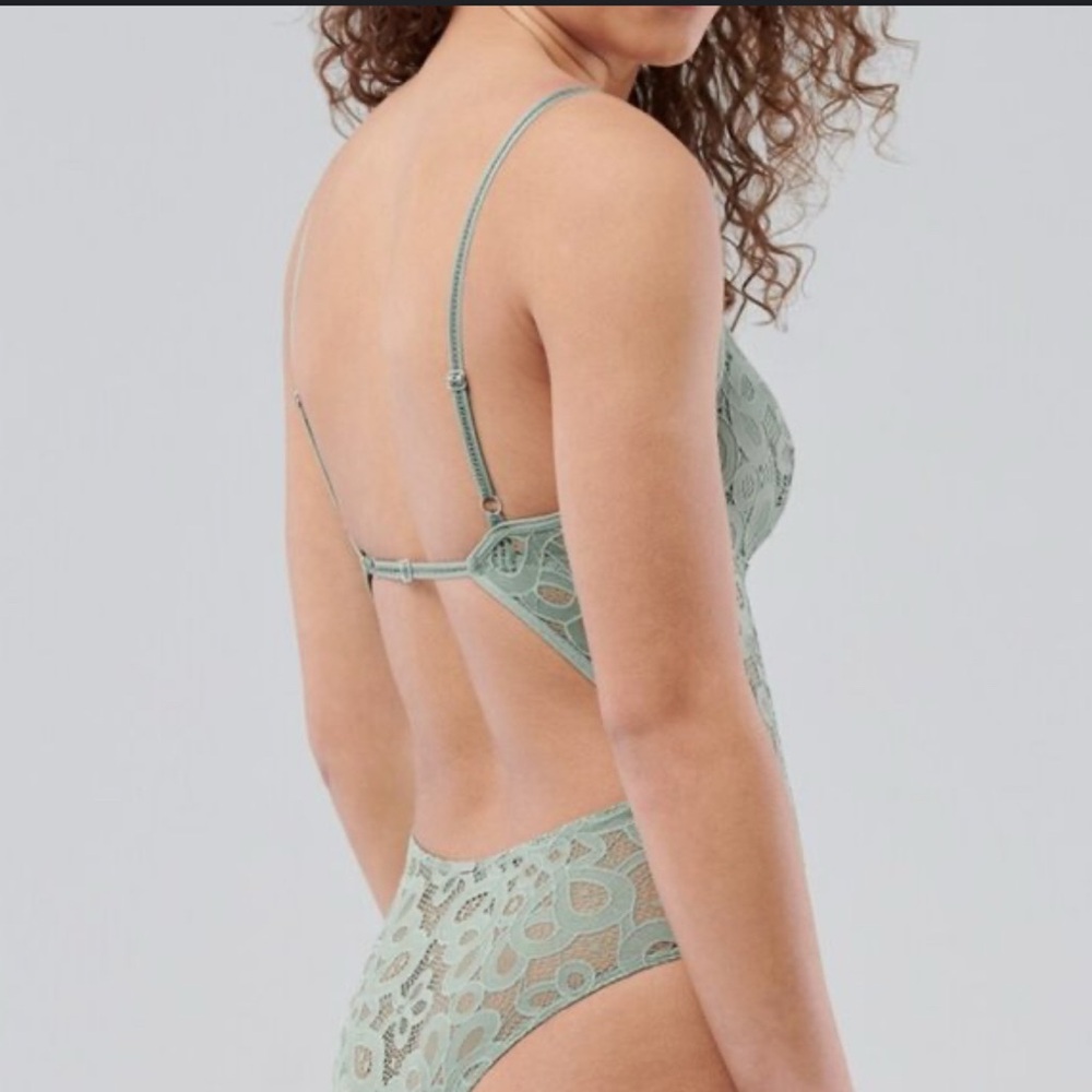 Victoria's Secret Lace Lingerie Bodysuit in Soft Green
